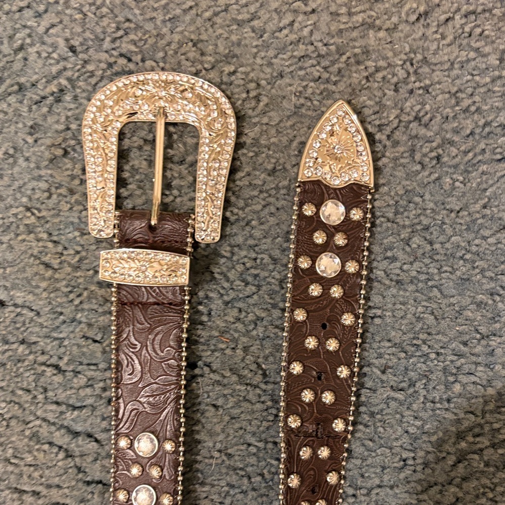Brown Rhinestone Belt - Picture 2 of 4